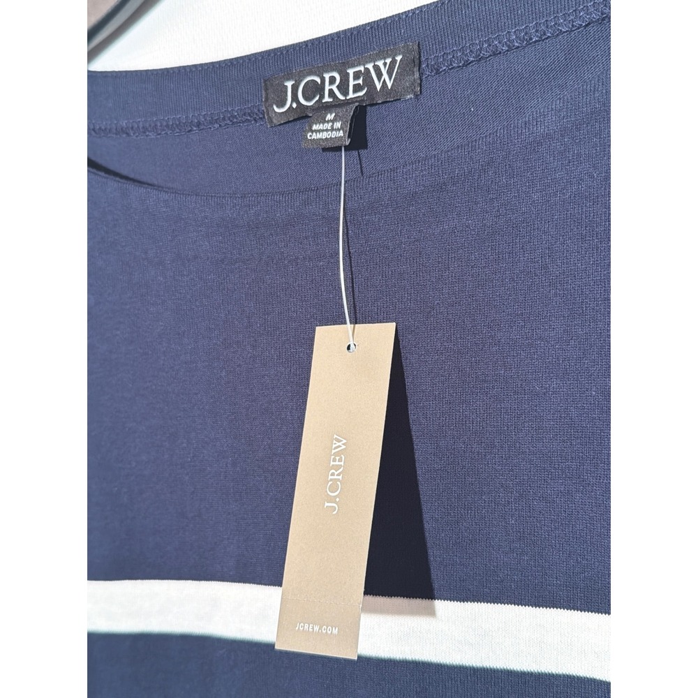 J.Crew Women's Striped Boatneck Long Sleeve Top M Navy White Relaxed Fit - Picture 3 of 6